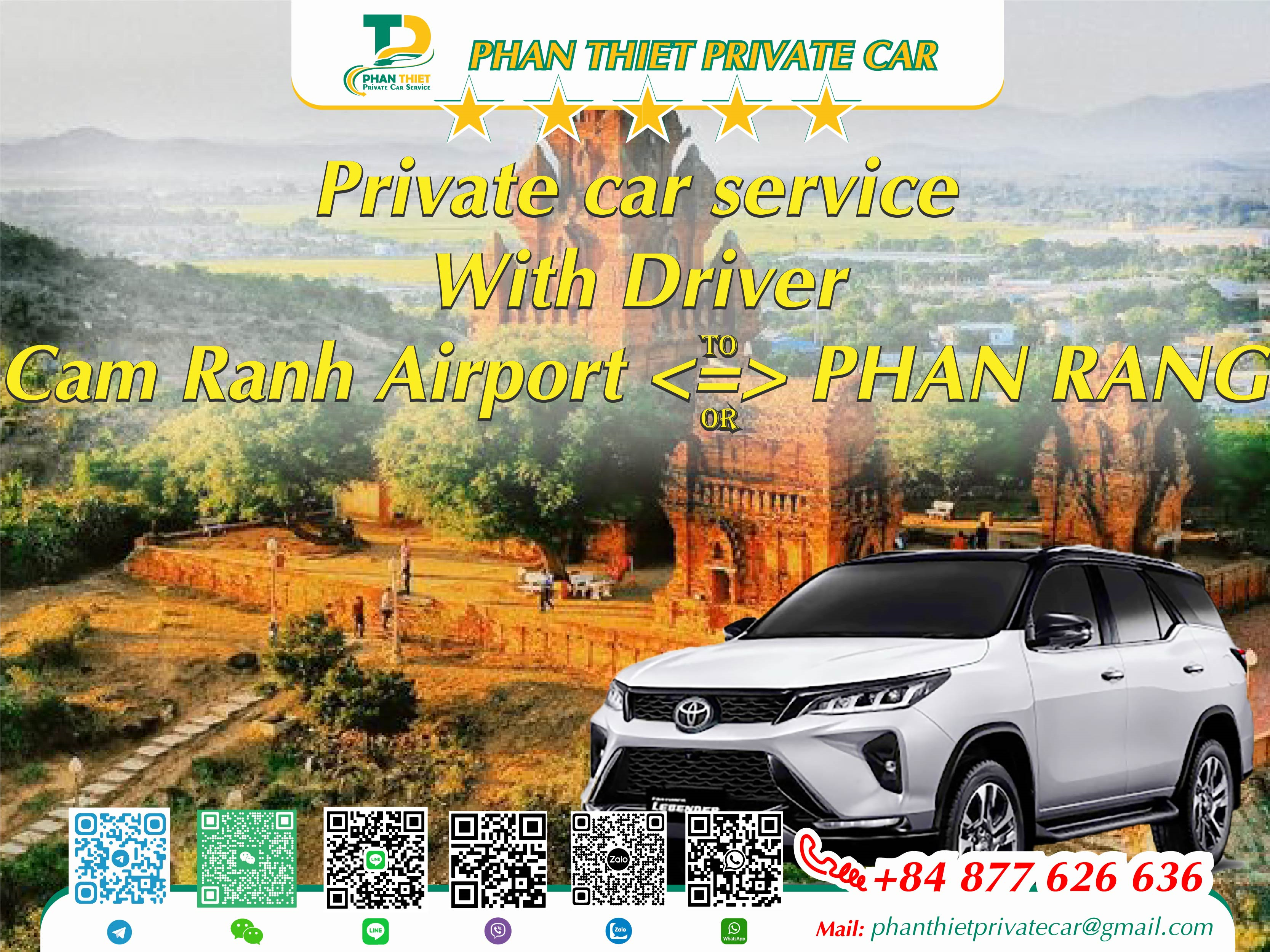 Car rental Cam Ranh <=> Phan Rang (private car with driver)